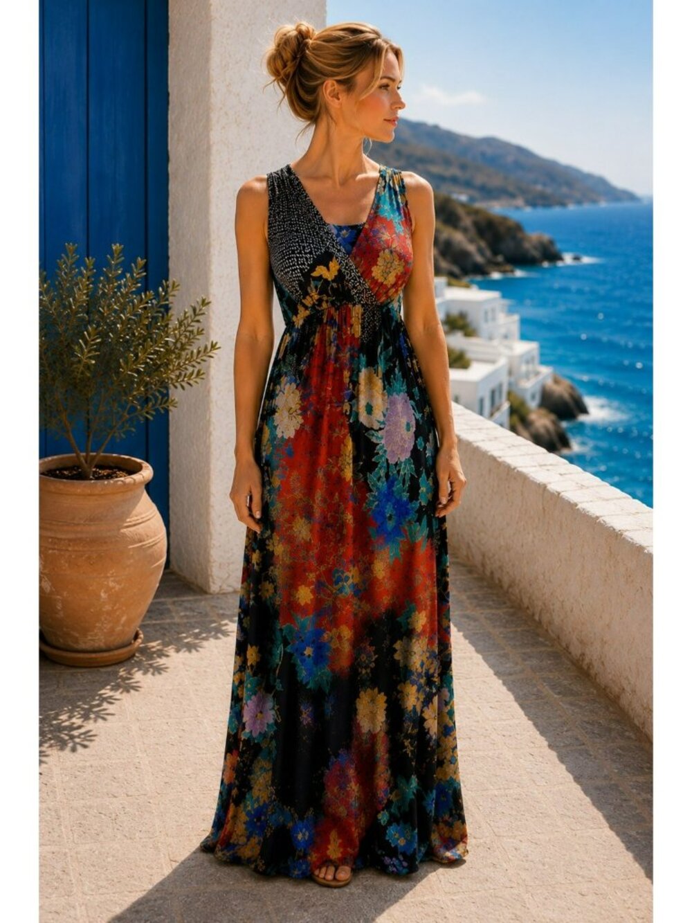 Etro Womens Floral Maxi Dress Multicolor Size 42 Made In Italy With Cross-Back S